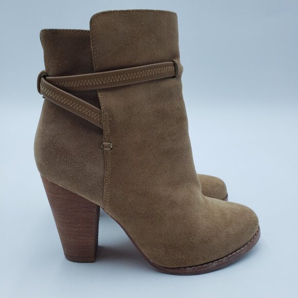 Joie Dune Rigby Bootie Boots 5 Womens Suede Crisscross Ankle Heels Brown
